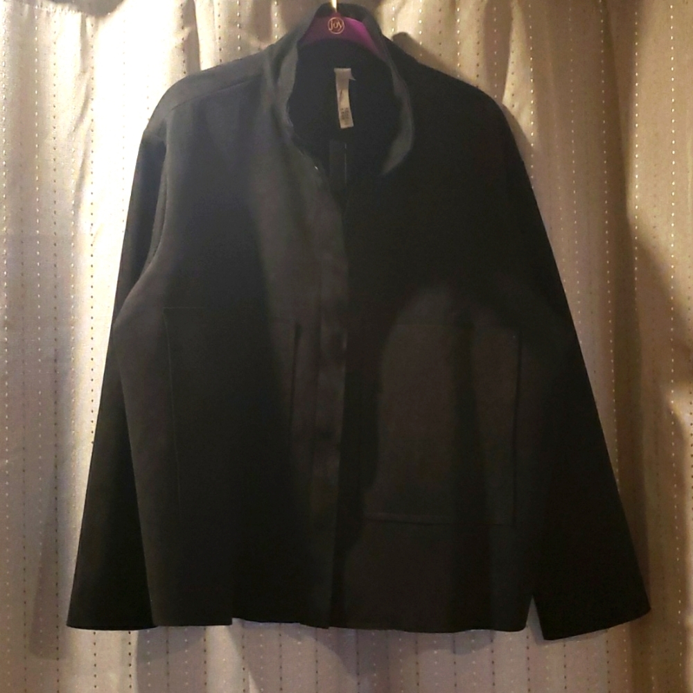 NWT, Marla Wynne suede polyester zippered jacket with patch pockets, size 1x